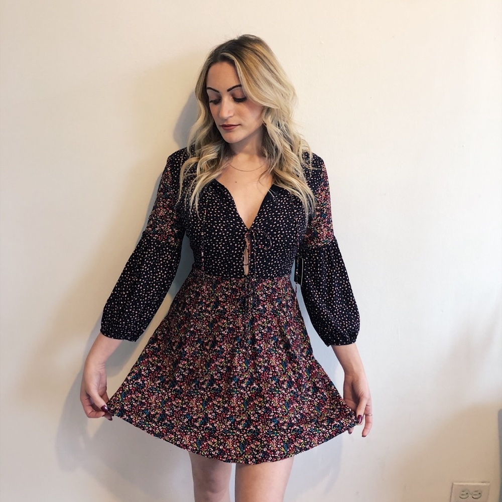 Peasant Sleeve Mini Dress